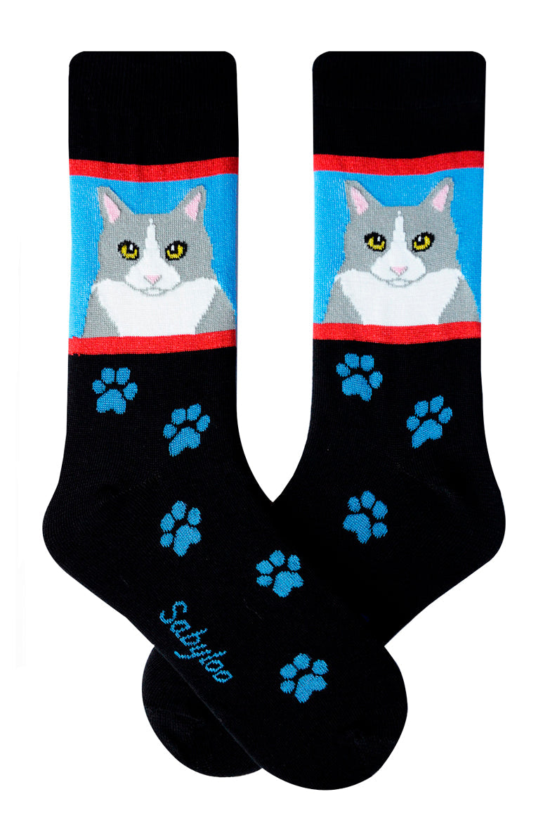 Gray Tuxedo Cat Socks