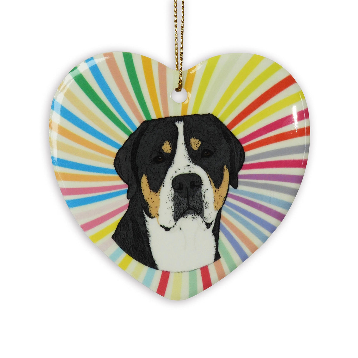 Greater Swiss Mountain Ceramic Heart Ornament