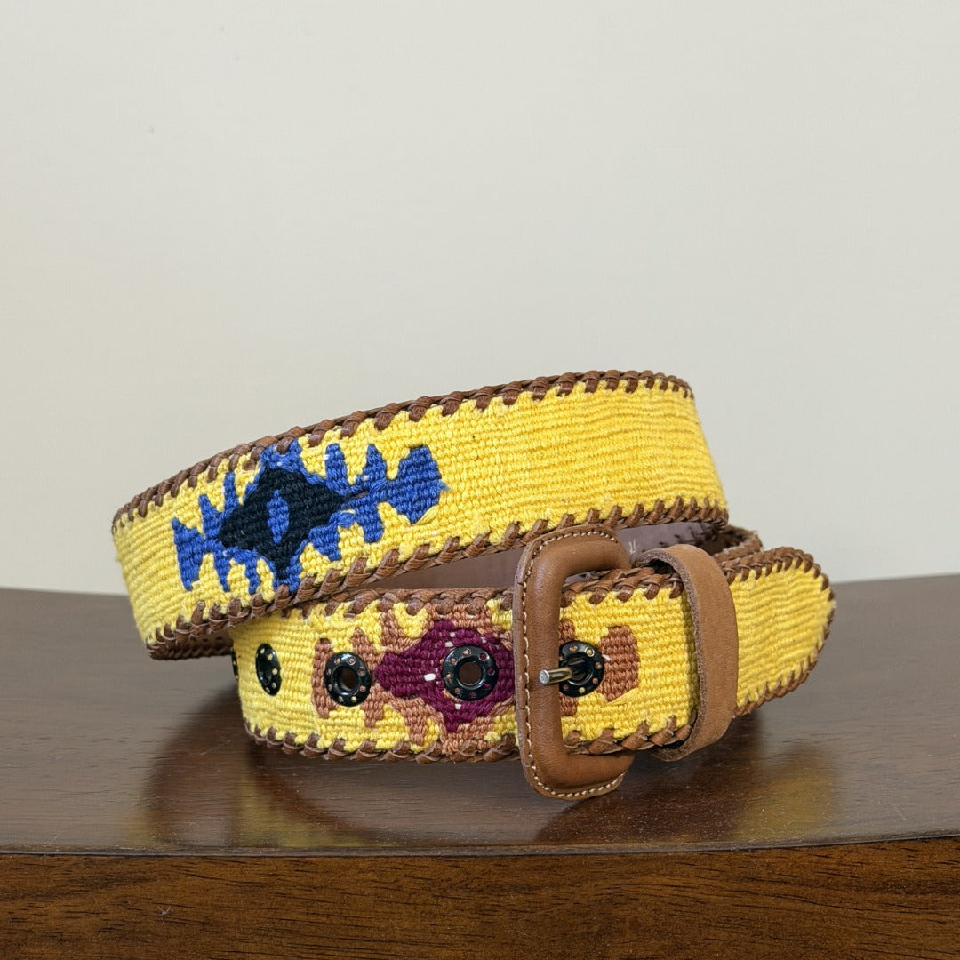 Yellow Handwoven Guatemalan Whip-Stitched Belt