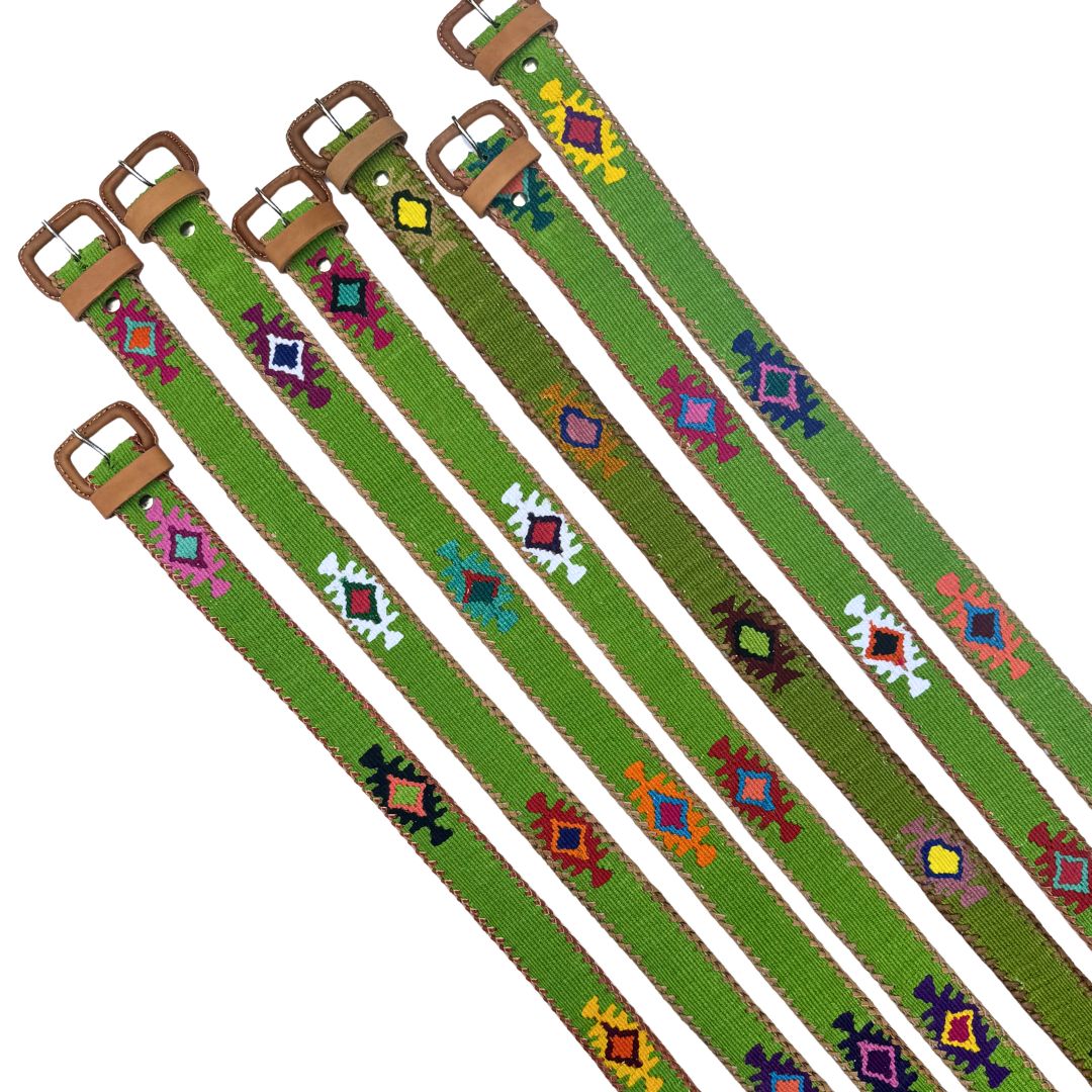 Green Handwoven Guatemalan Whip-Stitched Belt