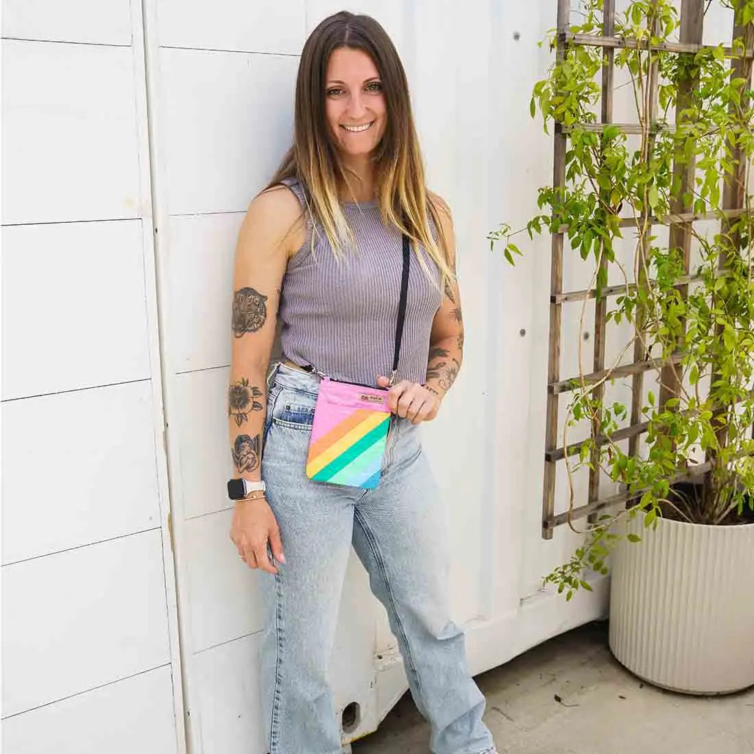 Mini Recycled Crossbody - Rainbow Stripes
