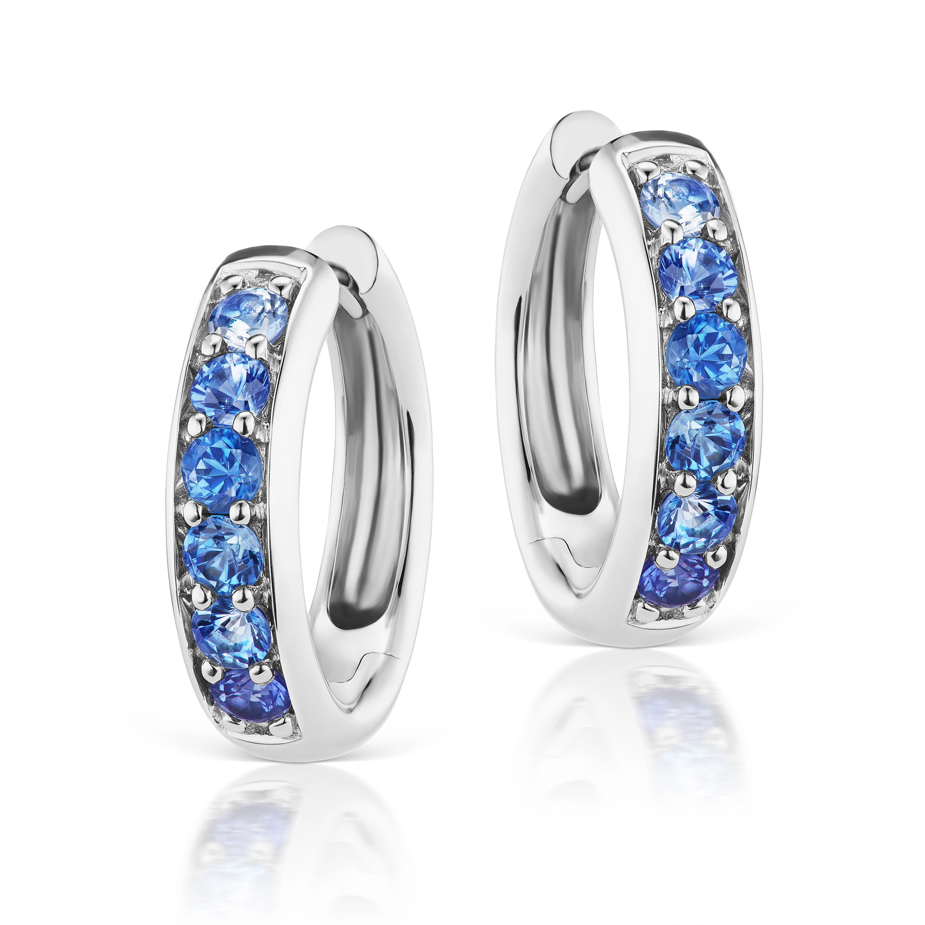 Cirque Classic Hoops with Ombré Blue Sapphires