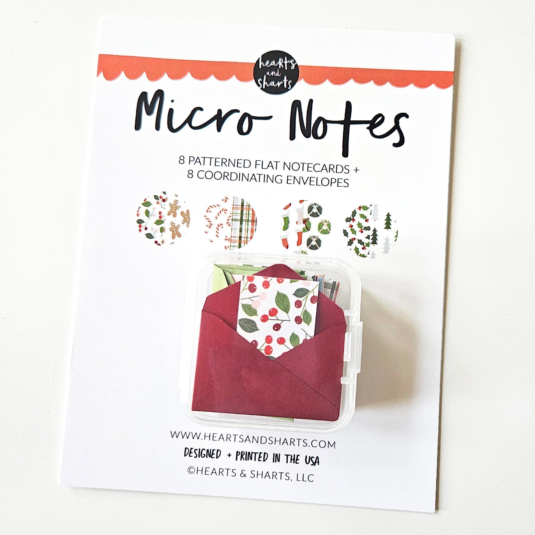 MICRO NOTES - 8 TINY NOTECARDS + 8 COORDINATING, NON-SEALING, TINY ENVELOPES