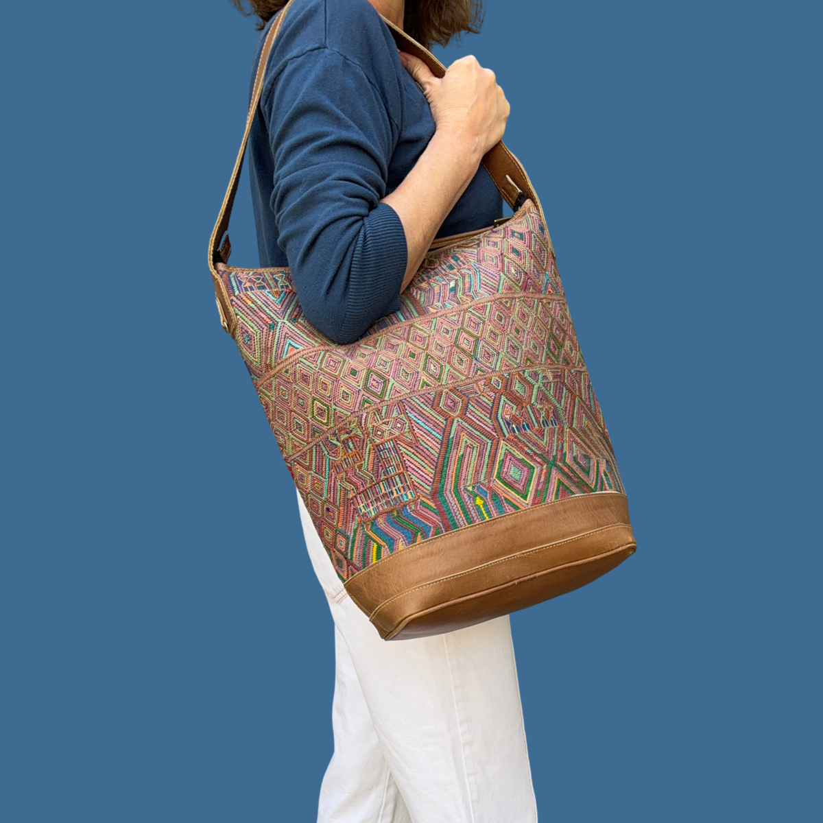 Handmade Vintage Huipil Bucket Bag