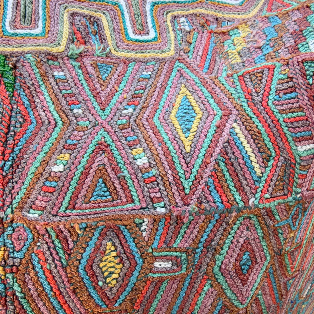 Huipil Bucket Bag - Handcrafted Vintage Mayan Textile & Leather Tote