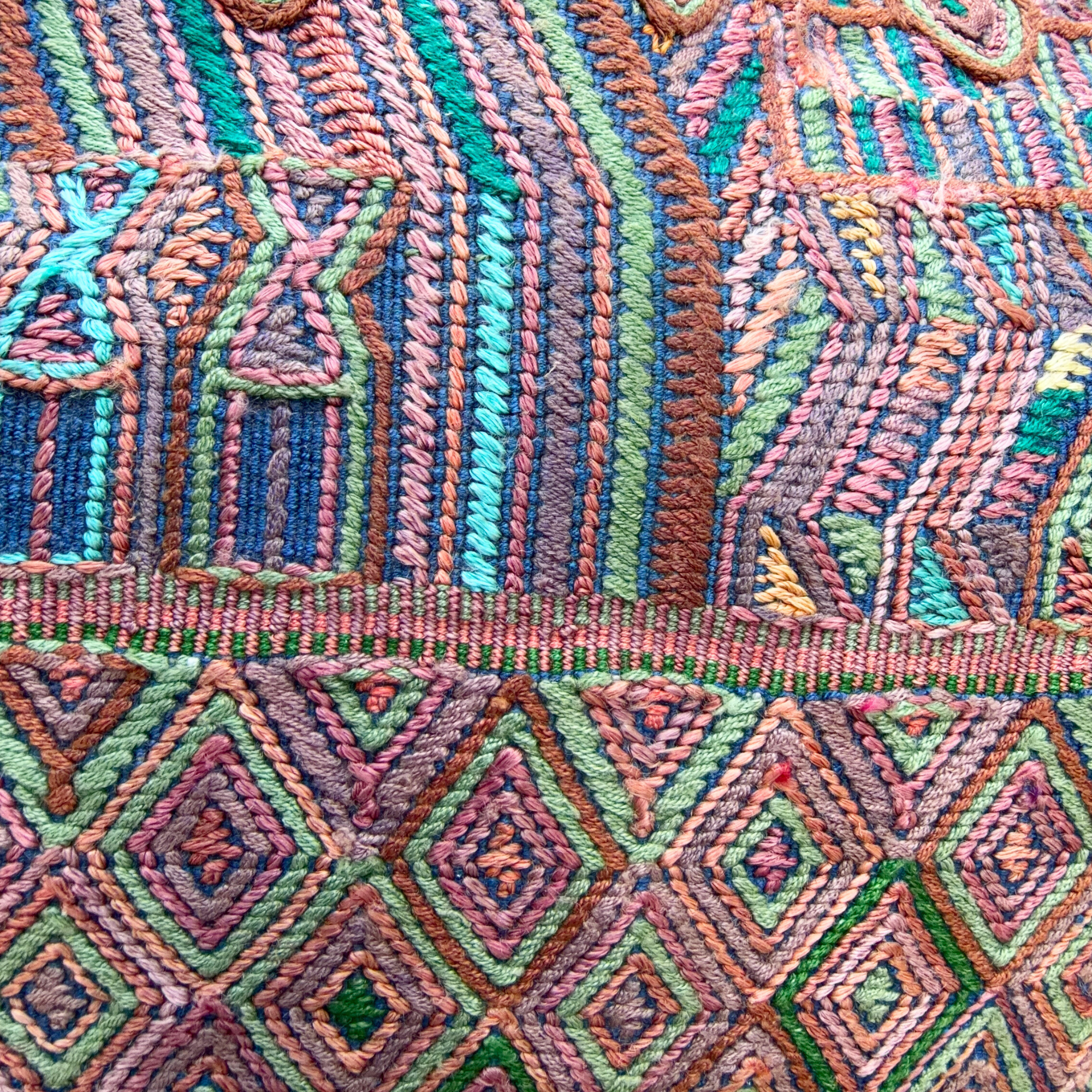 Huipil Bucket Bag - Handcrafted Vintage Mayan Textile & Leather Tote