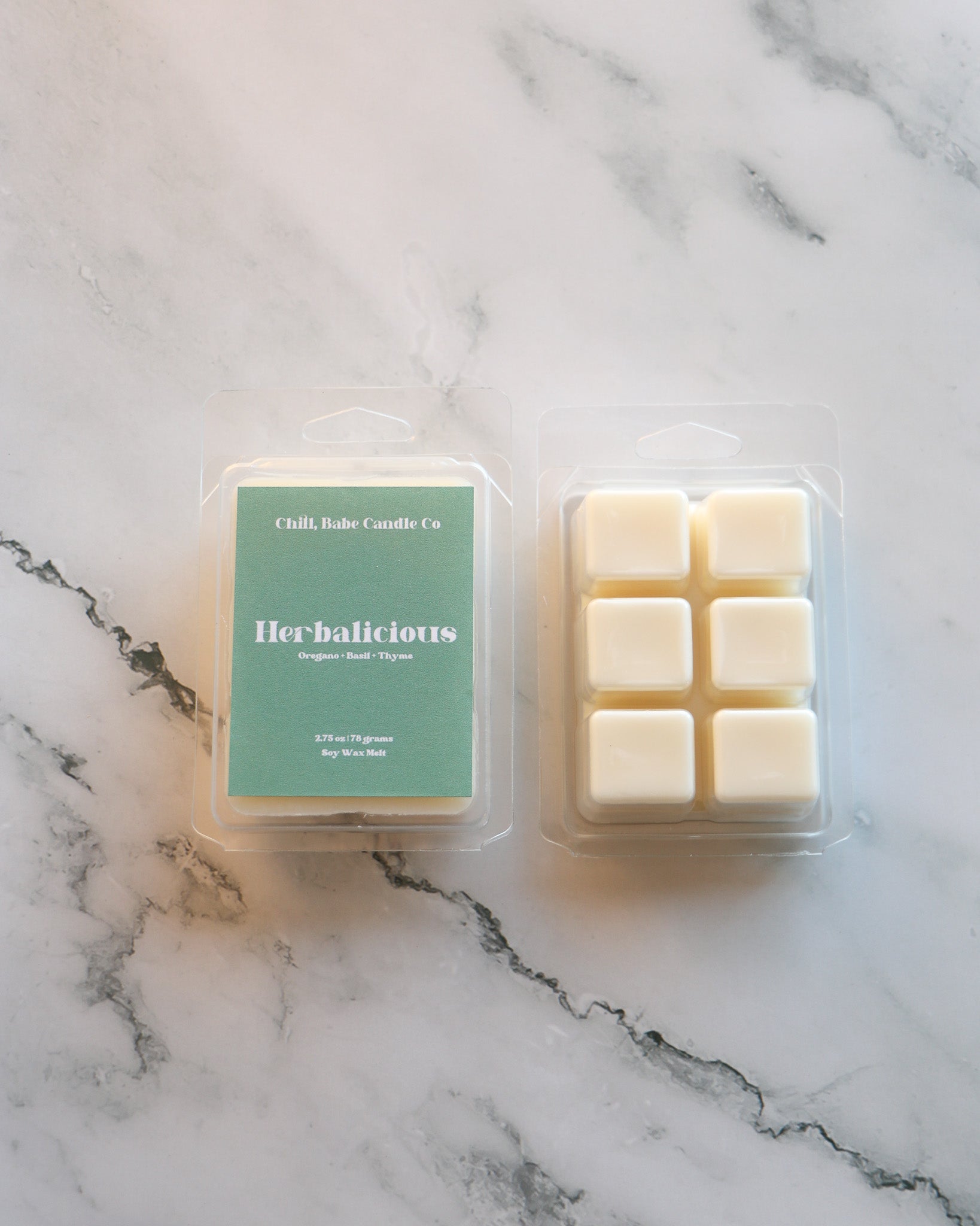 Herbalicious Wax Melt front & back