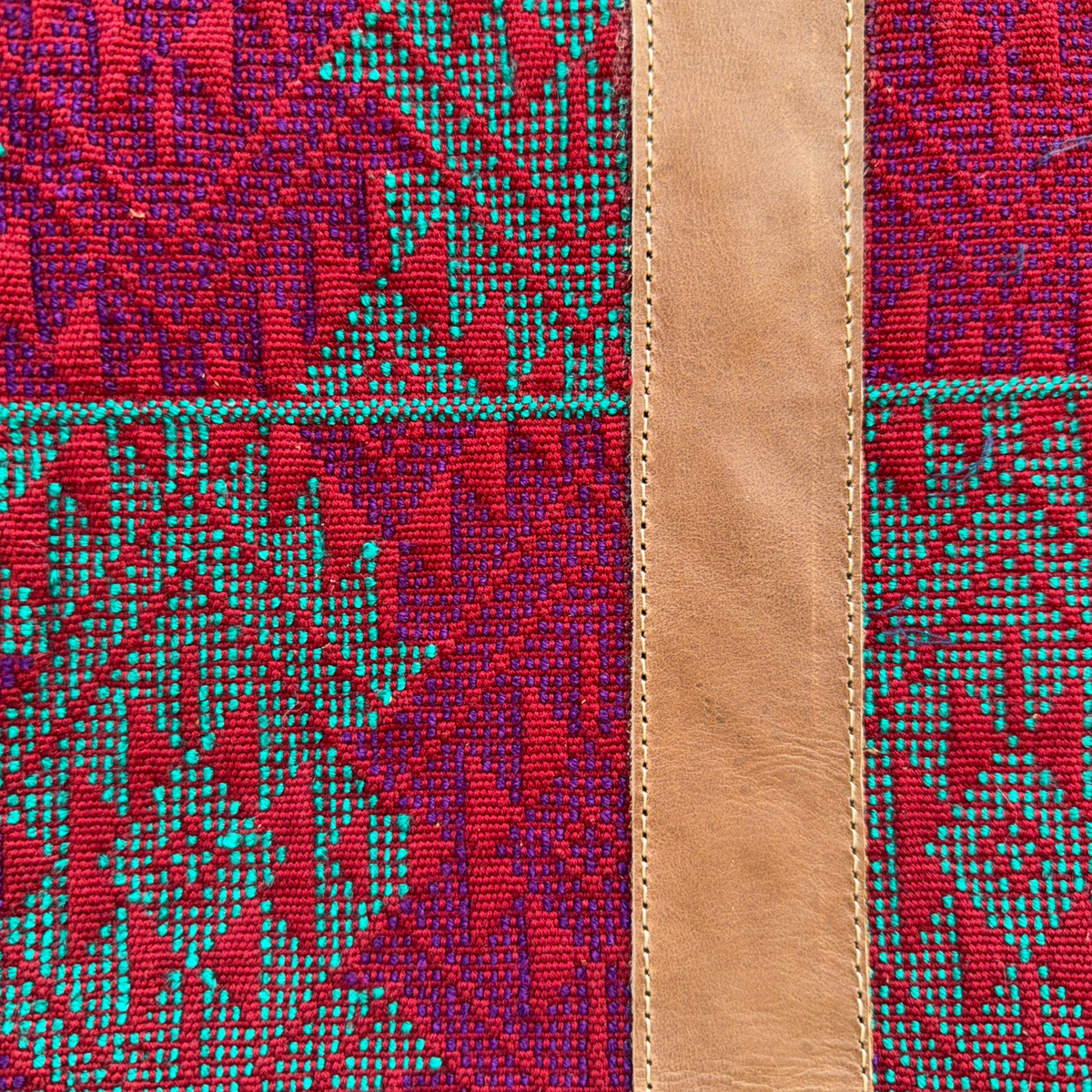 Handwoven Vintage Huipil Leather Tote