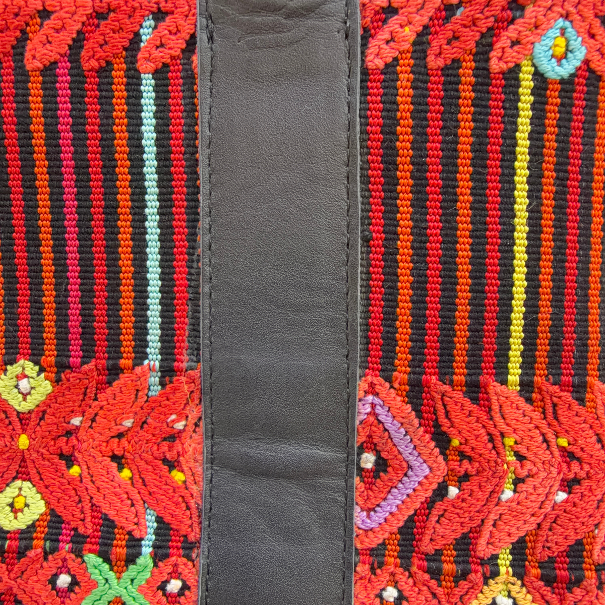 Handwoven Vintage Huipil Leather Tote
