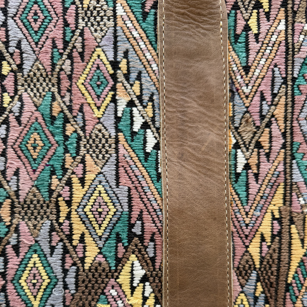Handwoven Vintage Huipil Leather Tote
