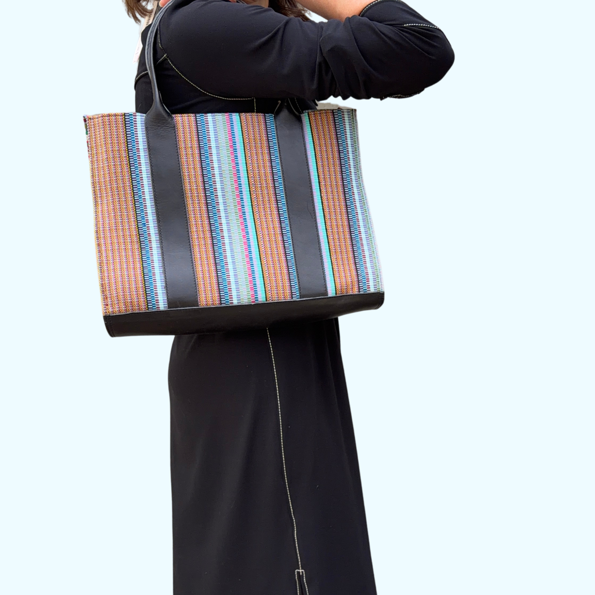 Handwoven Vintage Huipil Leather Tote
