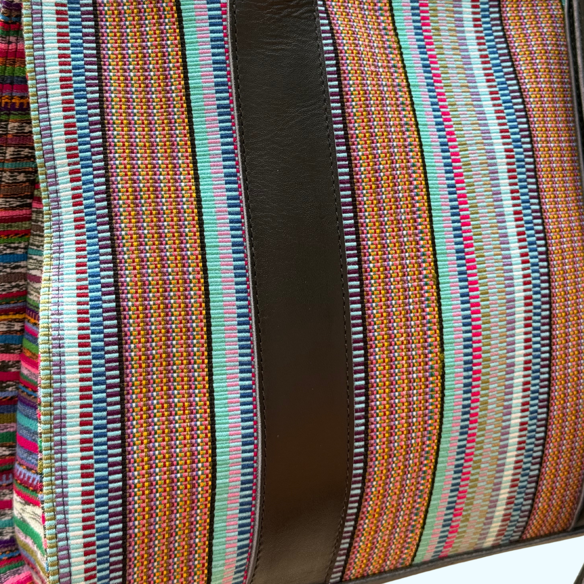 Handwoven Vintage Huipil Leather Tote