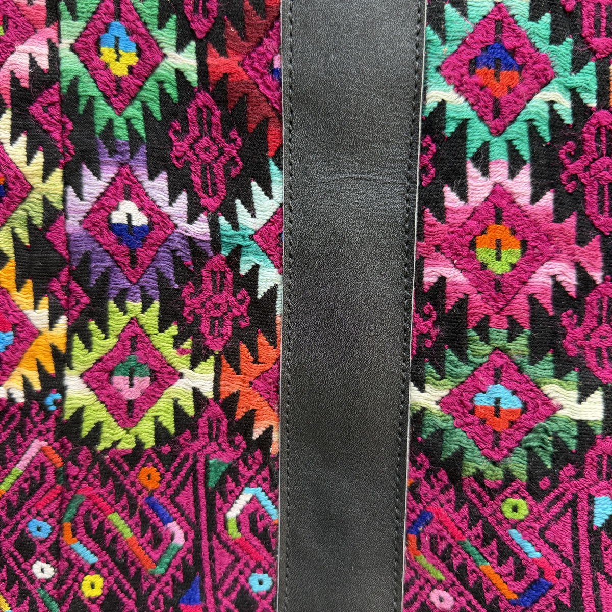 Handwoven Vintage Huipil Leather Tote