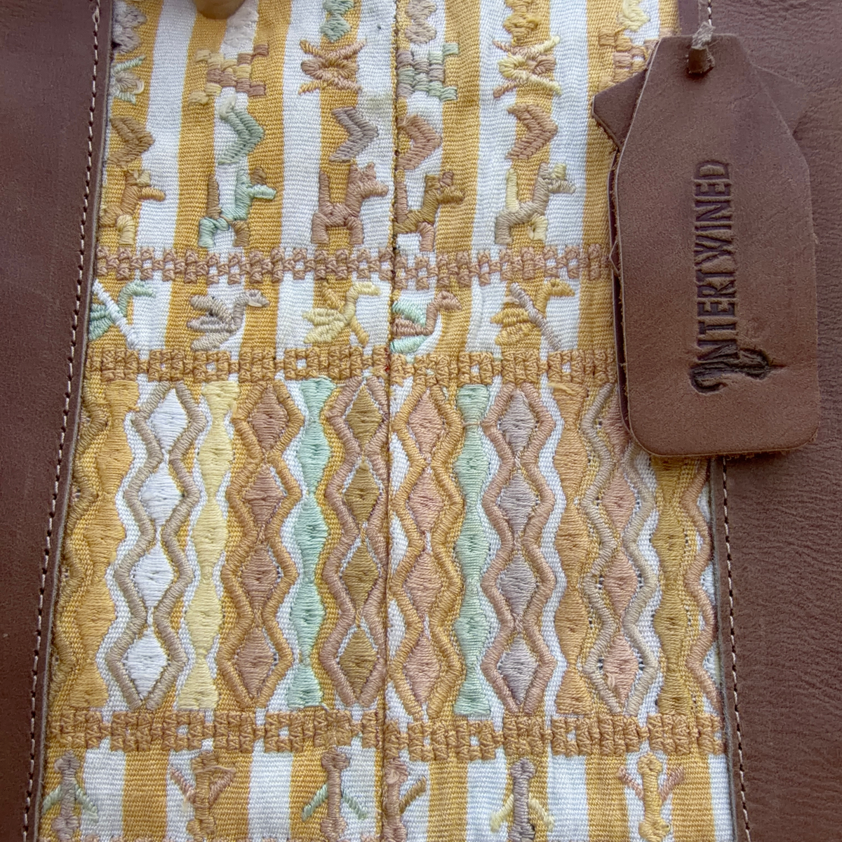 Handwoven Vintage Huipil Leather Tote