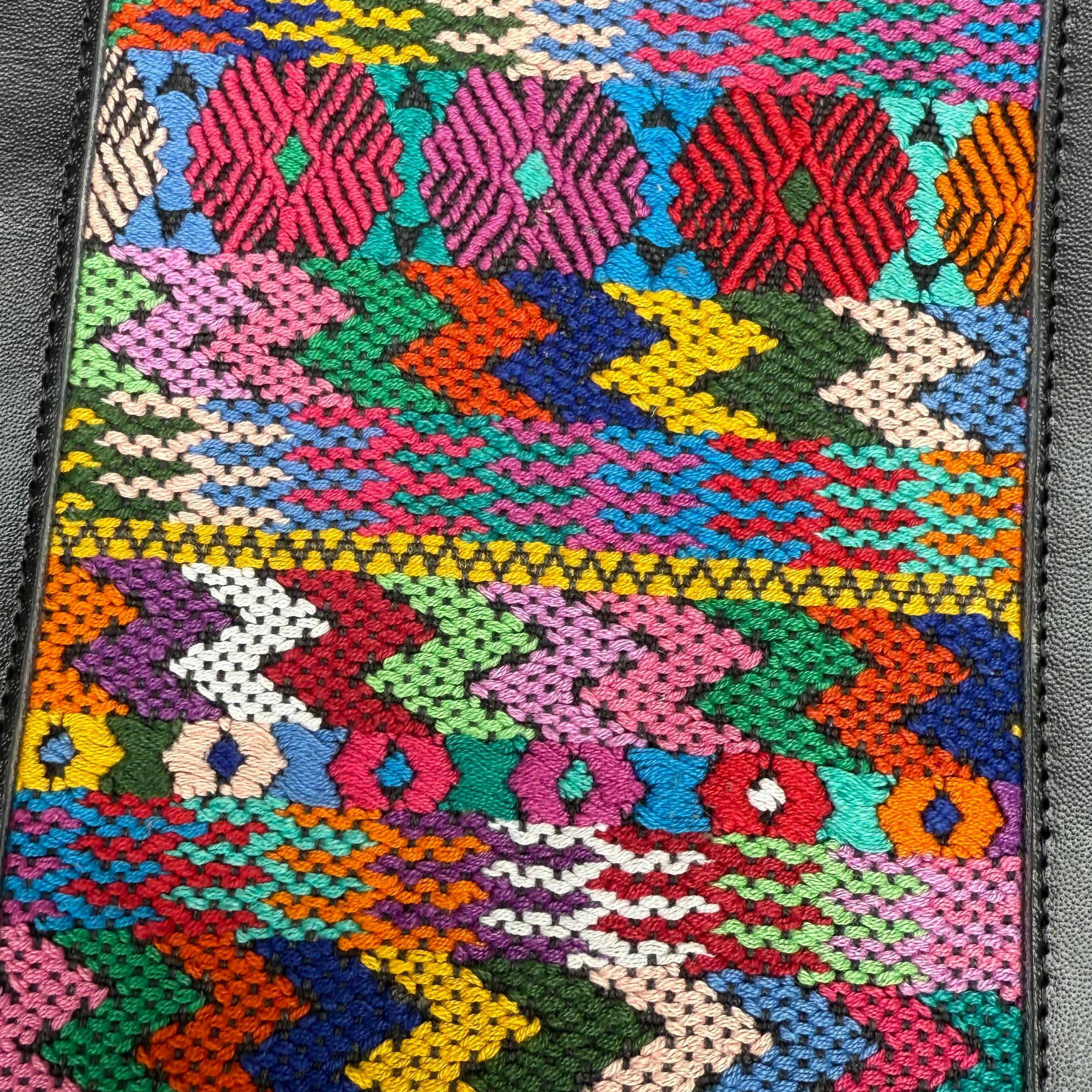 Handwoven Vintage Huipil Leather Tote