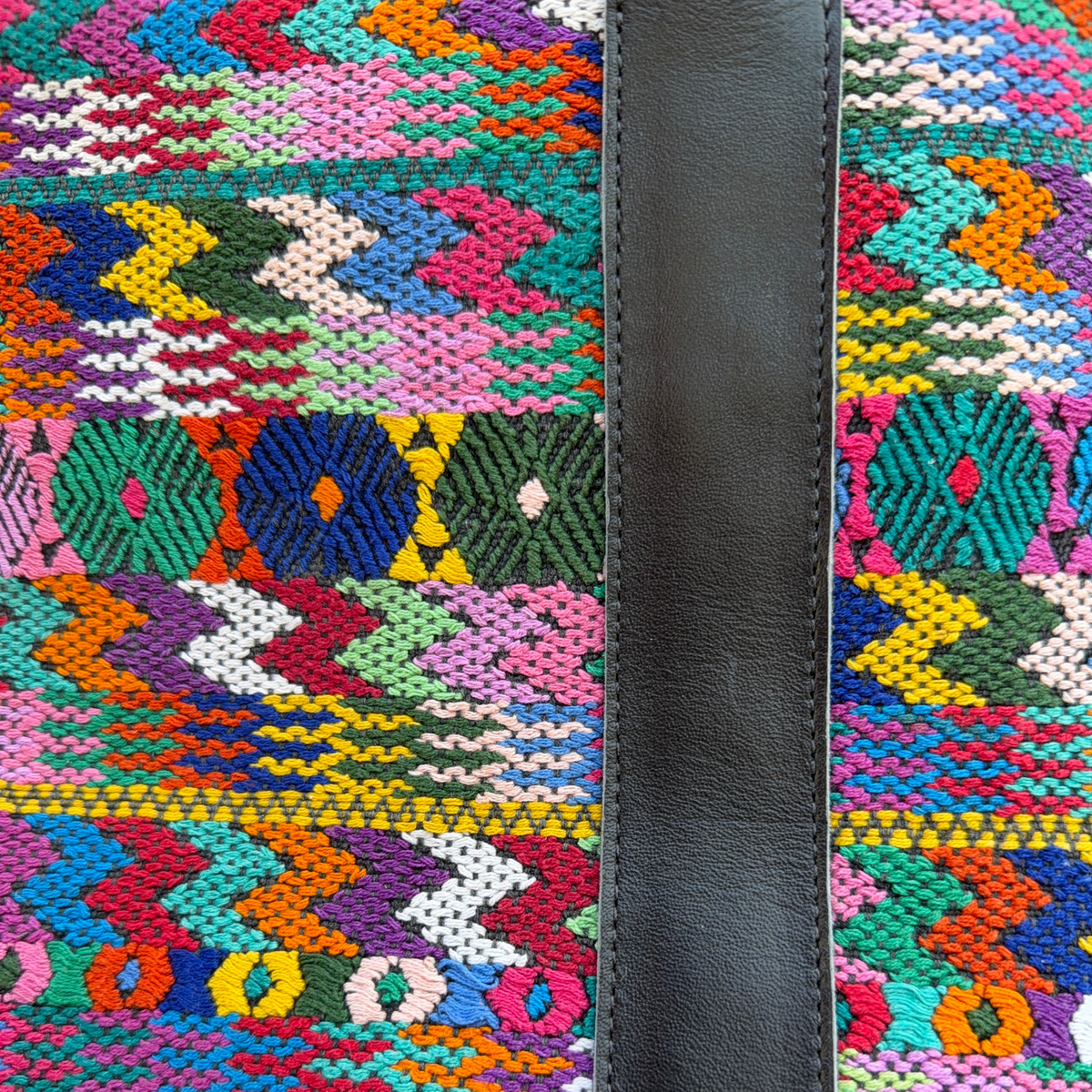 Handwoven Vintage Huipil Leather Tote