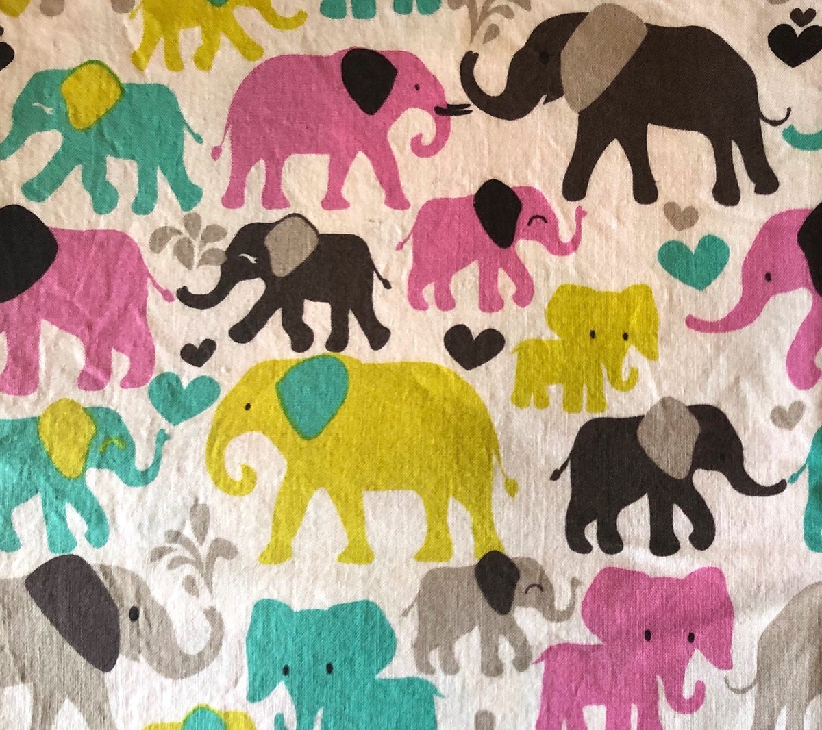 Colorful Elephant Cotton Fabric 1/2 Yard