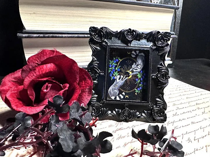 Mini Victorian Framed Raccoon Original Artwork