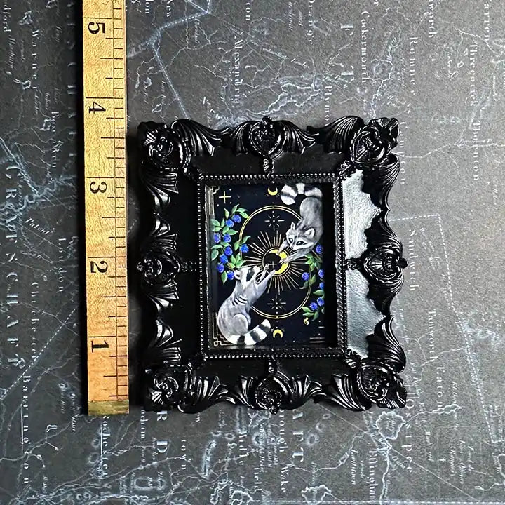 Mini Victorian Framed Raccoon Original Artwork