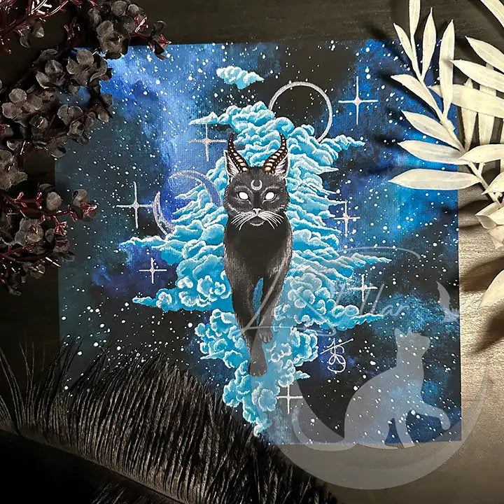 Celestial Black Cat Baphomet Print