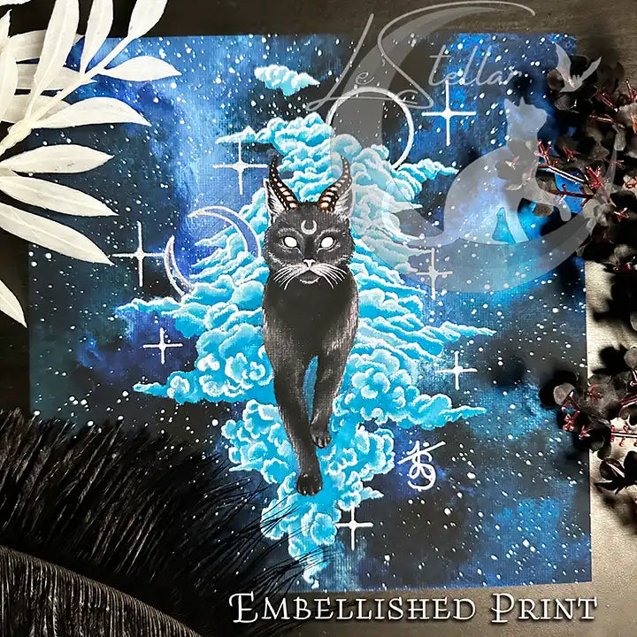 Celestial Black Cat Baphomet Print