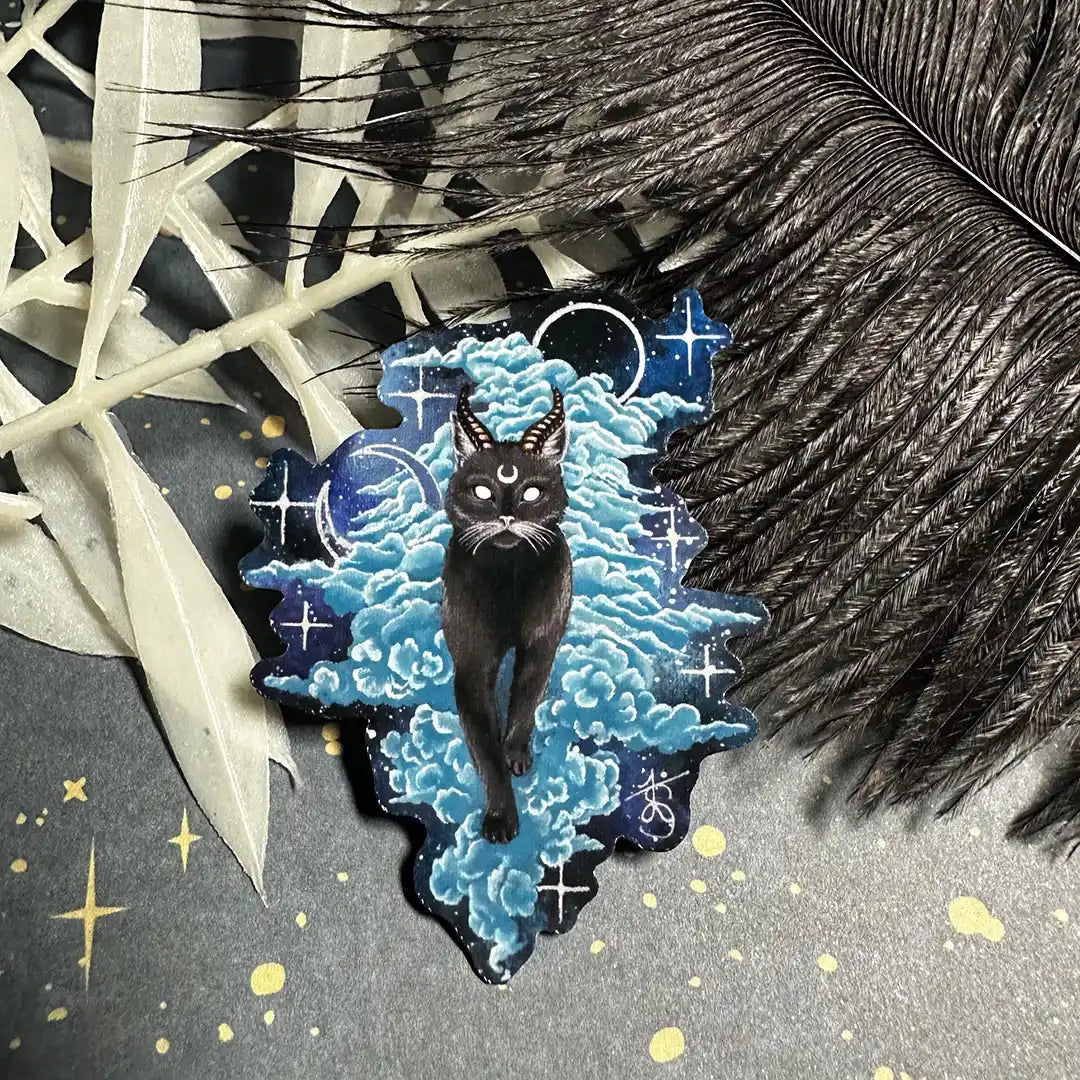 Celestial Black Cat Baphomet Sticker