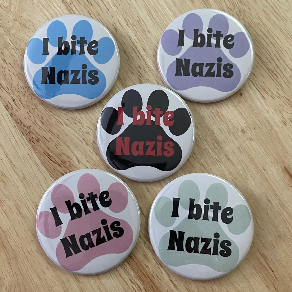 I bite Nazis protest button for dogs