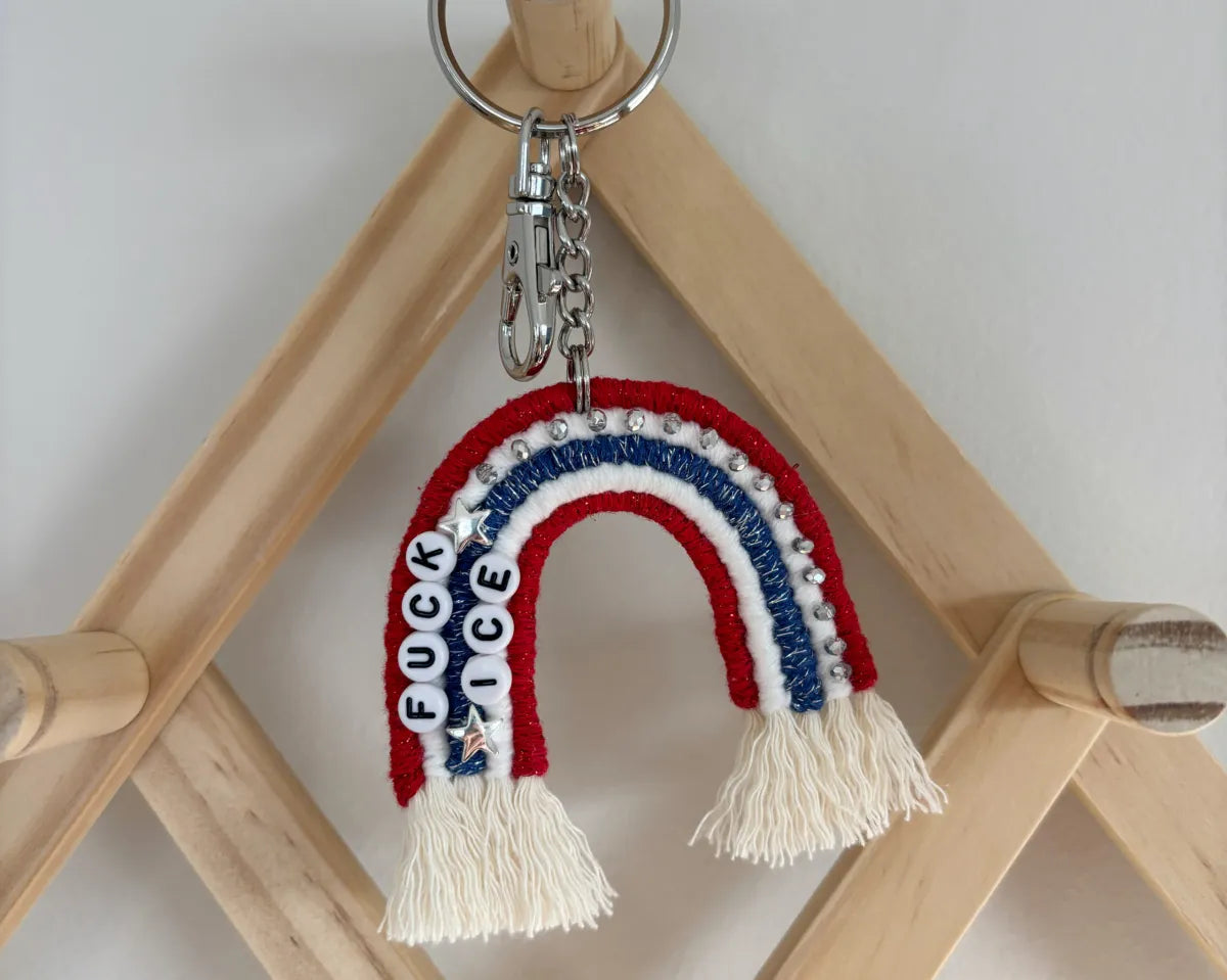 fuck ice fiber arts rainbow bag charm