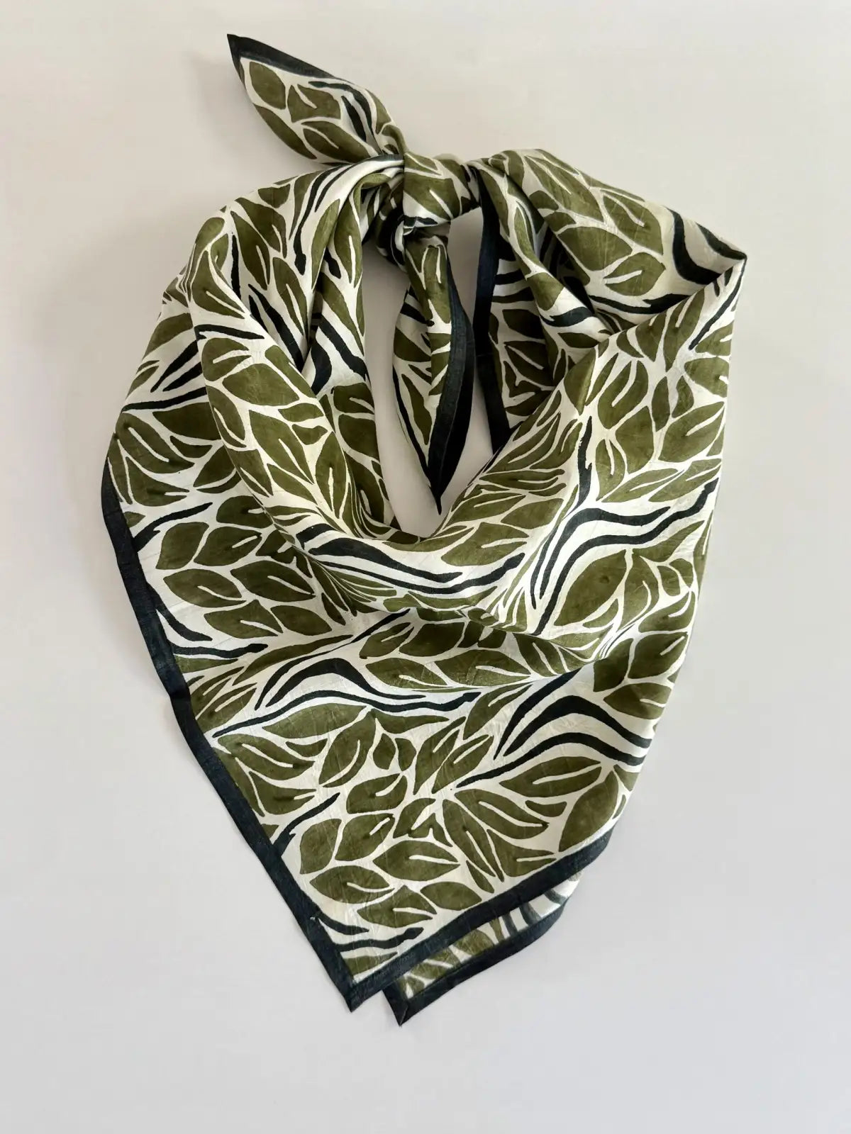 Olive Snake Peace Silk Square Scarf