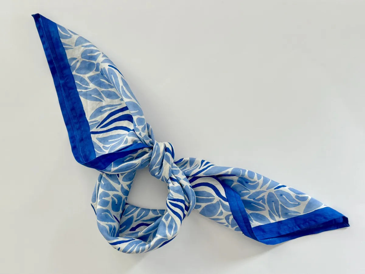 Blue Snake Peace Silk Square Scarf
