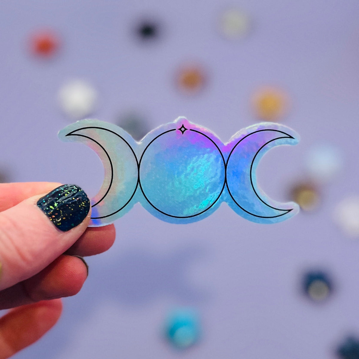 Holographic 3" Triple Moon Goddess Vinyl Sticker