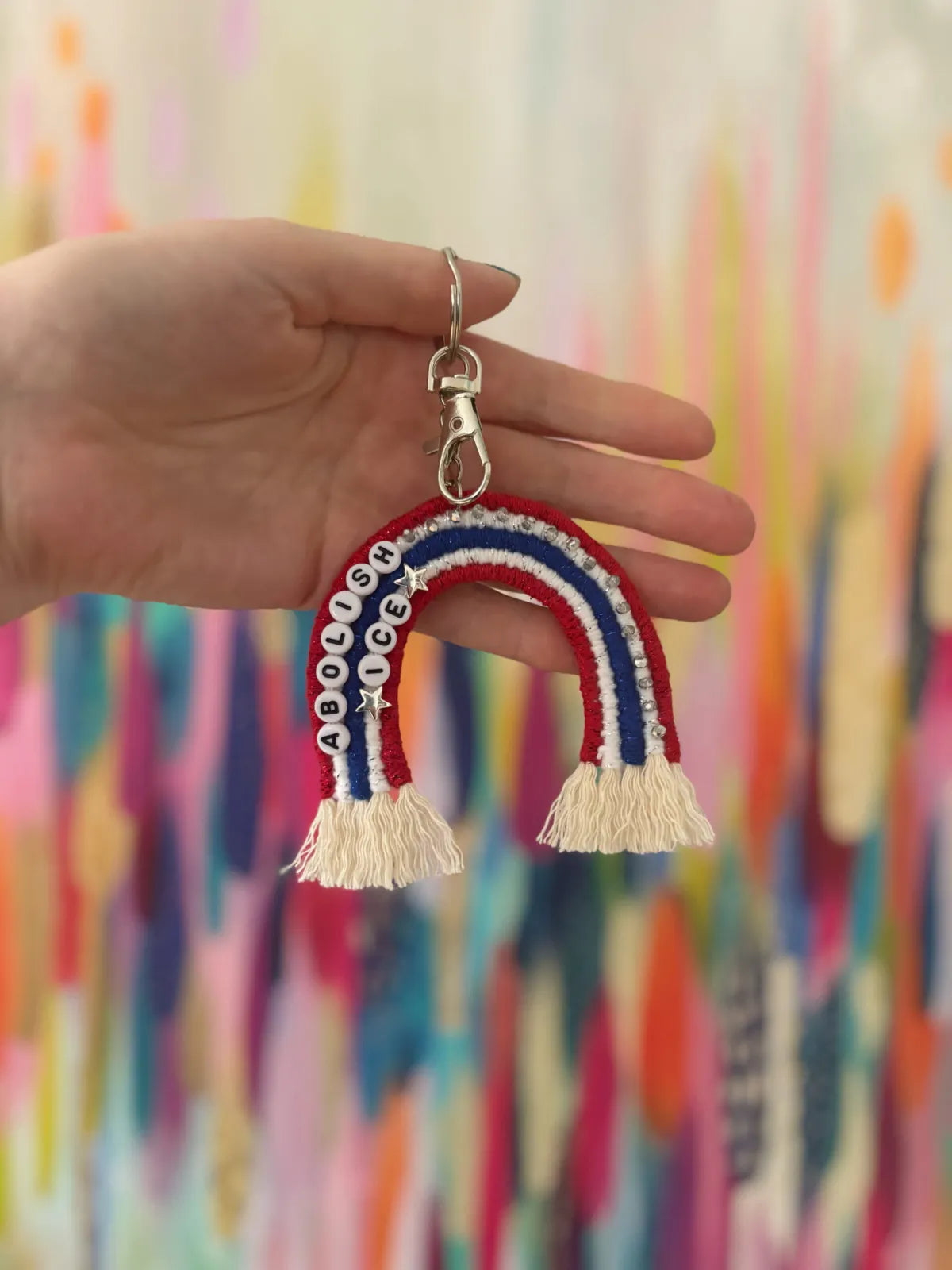 abolish ice fiber arts rainbow bag charm (Copy)