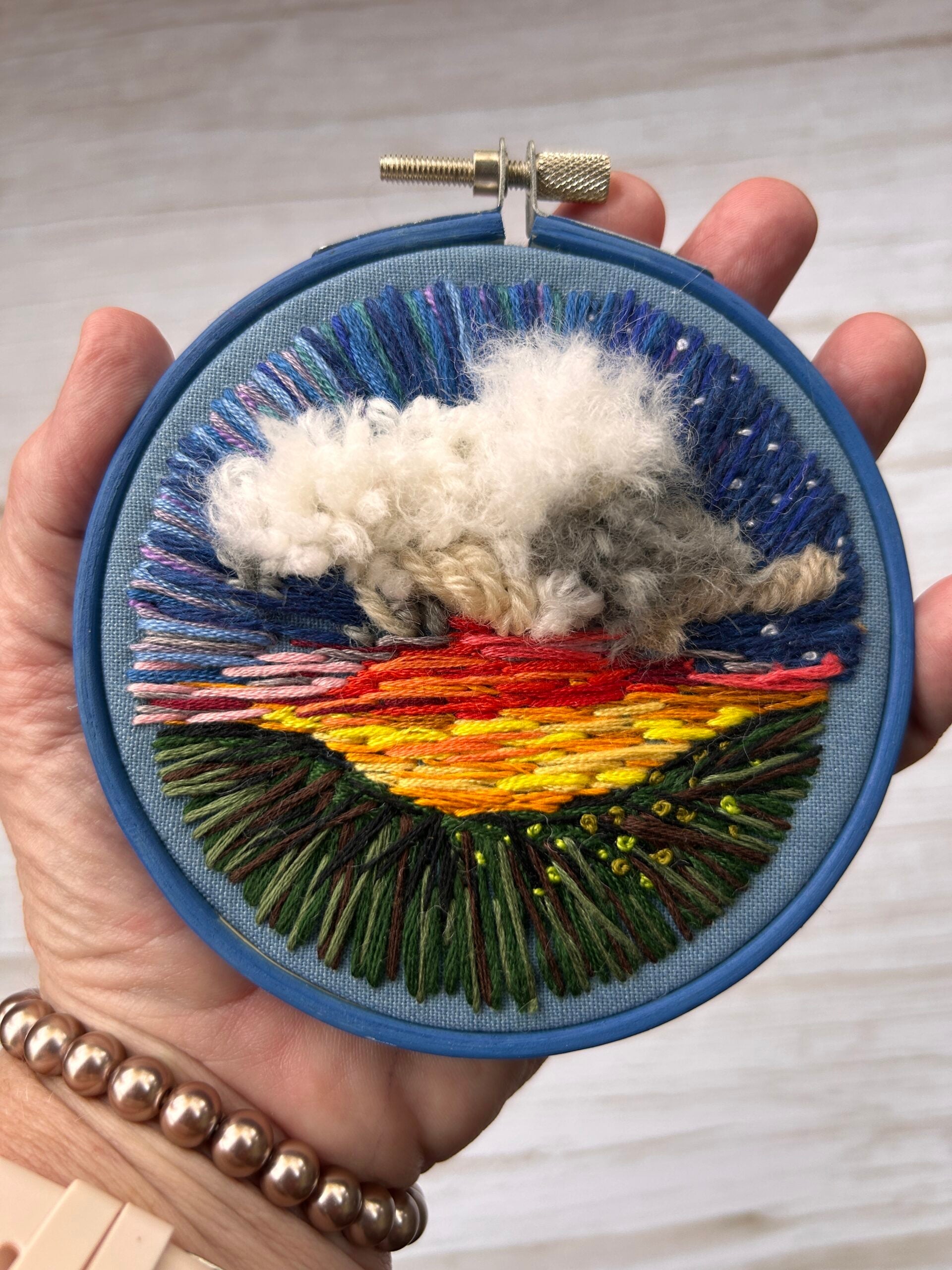 Original Hand Embroidery: Snack Size Sunset