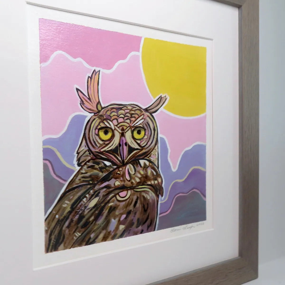 Great Horned Owl at Sunset - Original Painting