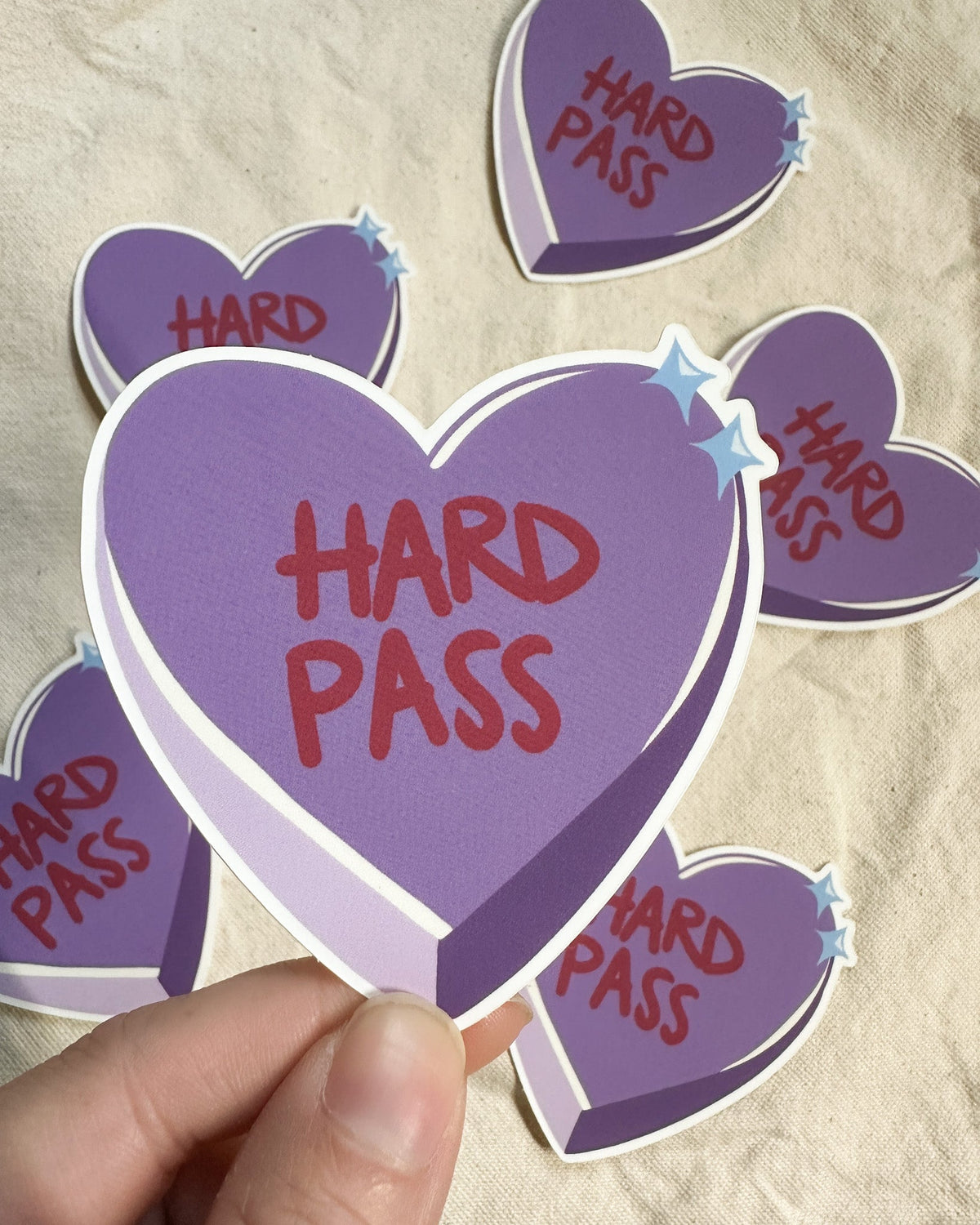 "Hard Pass" Conversation Heart Sticker (Matte)