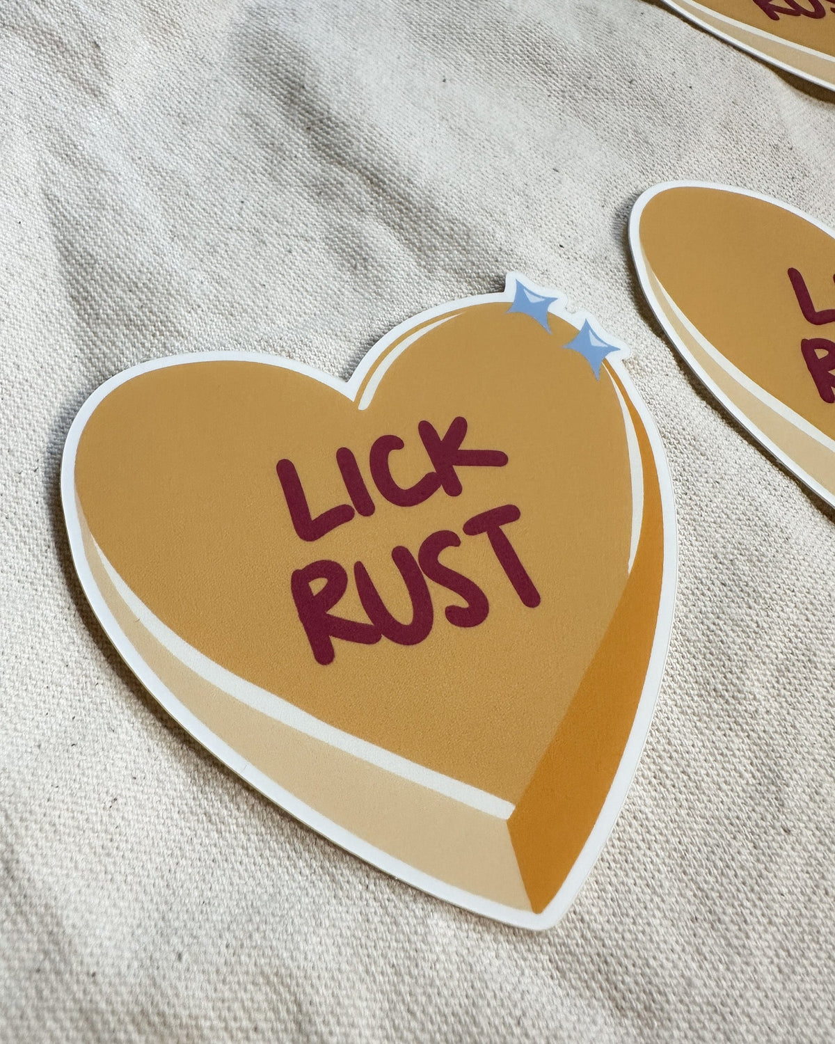 "Lick Rust" Conversation Heart Sticker (Matte)