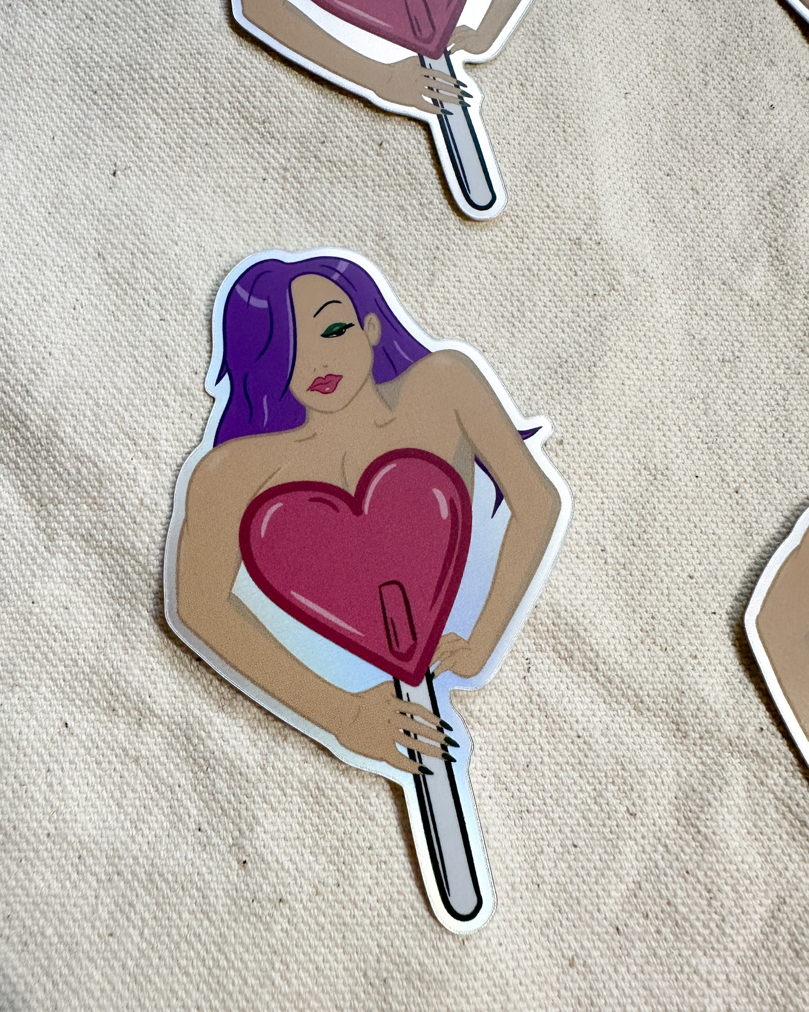 Valentina Muscle Mommy Lollipop Sticker (Matte Holographic)