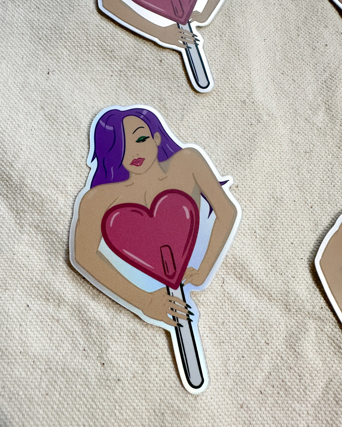 Valentina Muscle Mommy Lollipop Sticker (Matte Holographic)