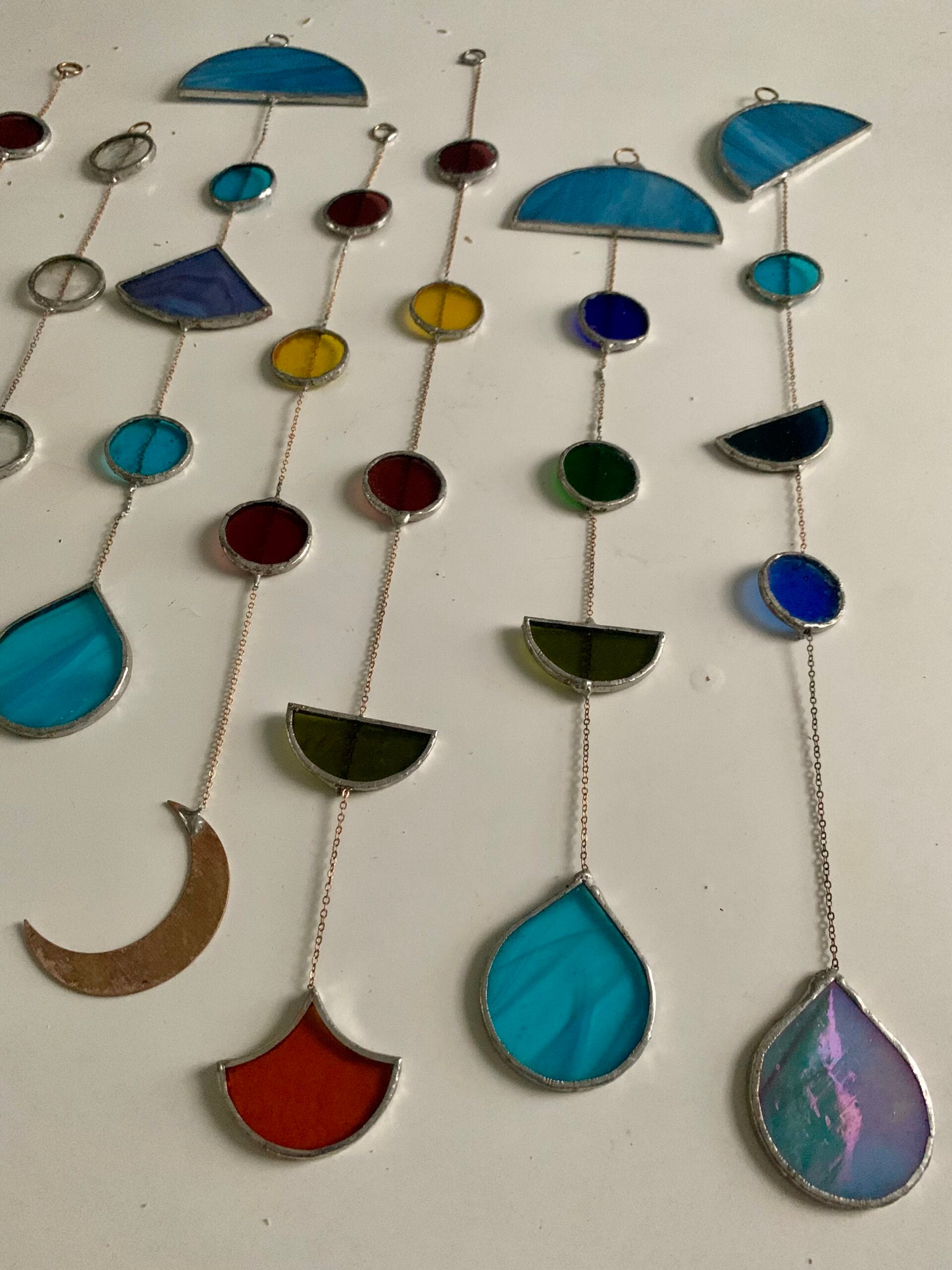 Stained glass mobiles multicolored