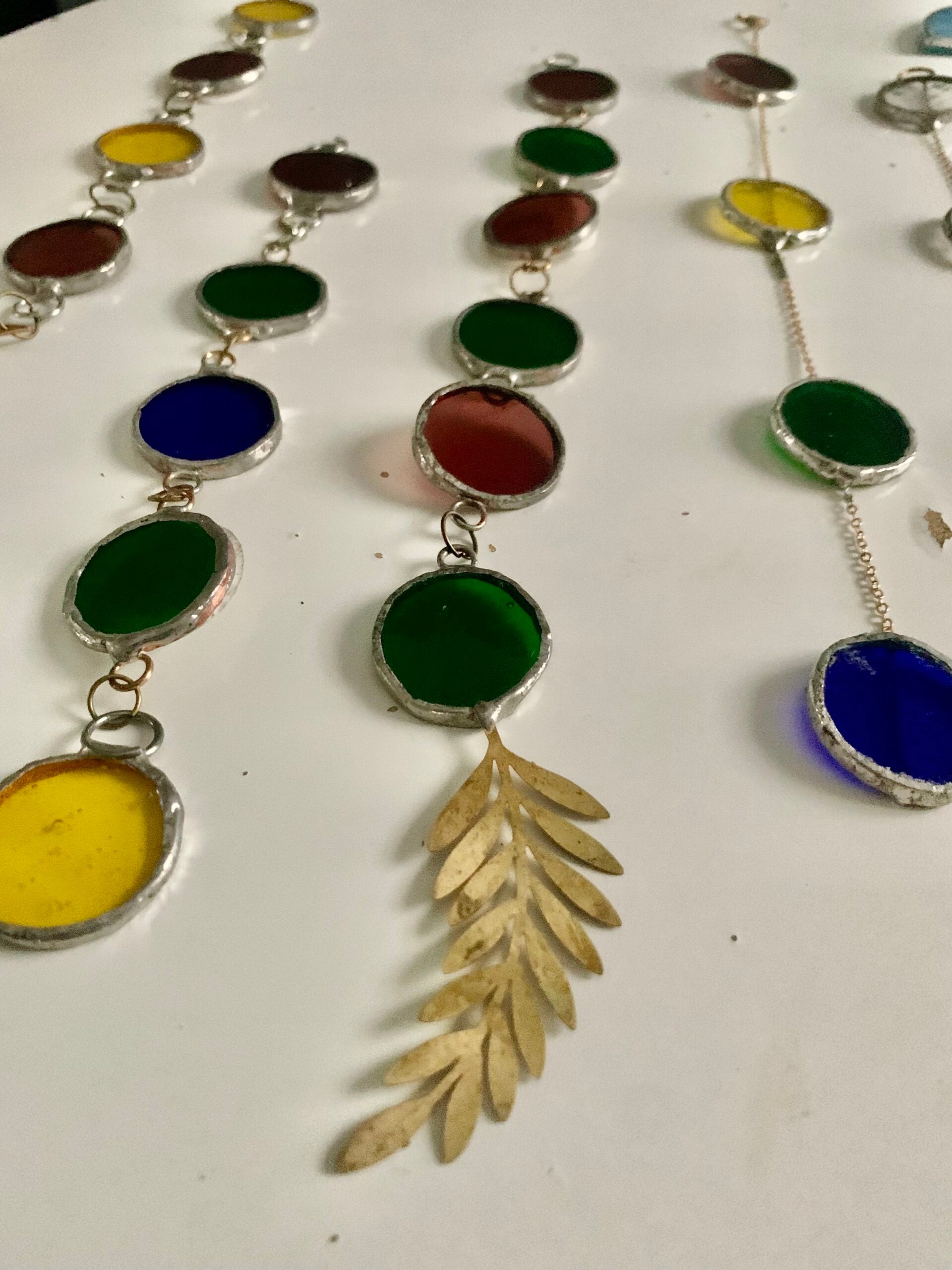 Stained glass mobiles multicolored