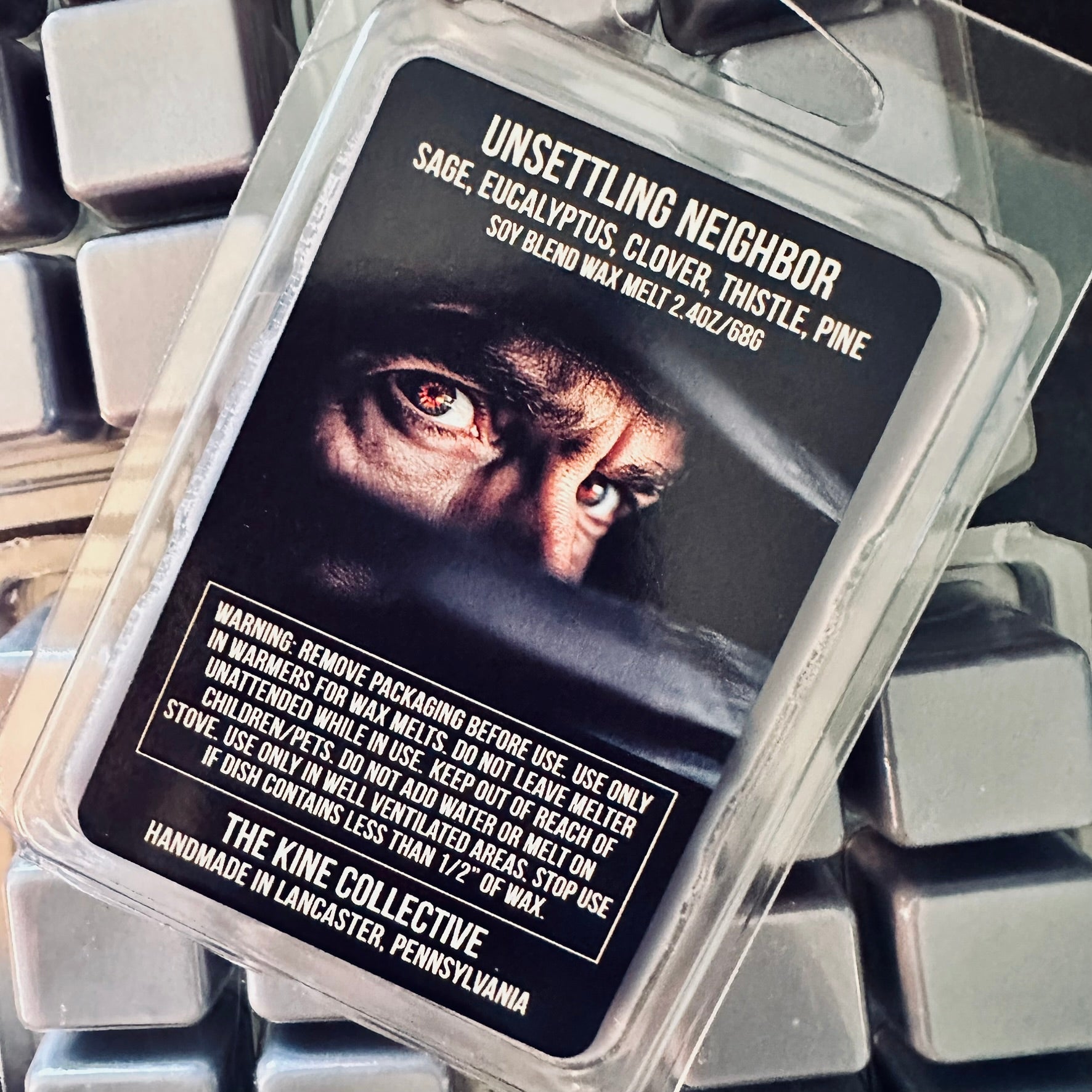the-writing-on-the-wall-made-to-order-spooky-wax-melts-black-tea-patchouli-cinnamon-the-kine-collective
