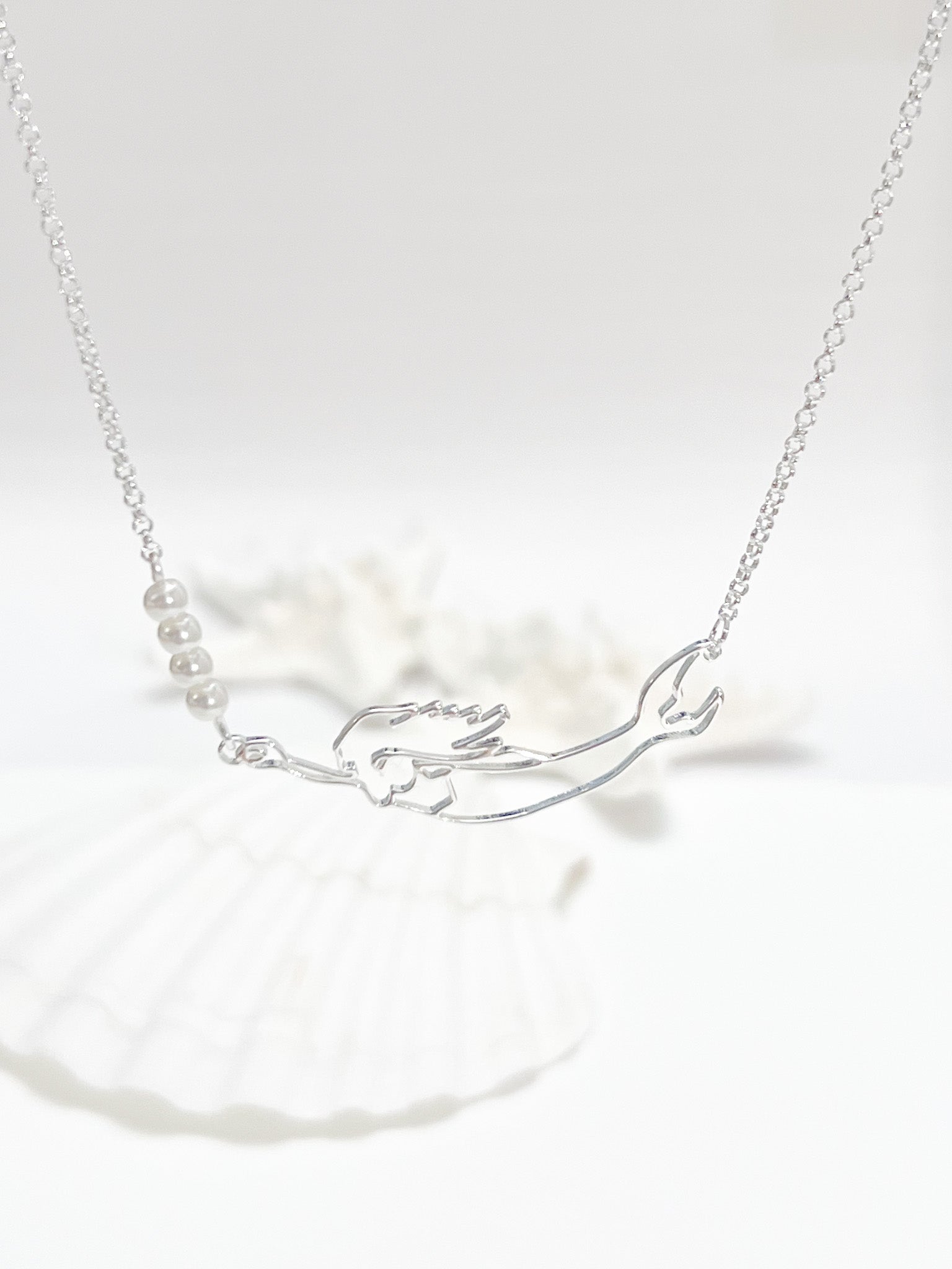 nantucket mermaid collar necklace -silver