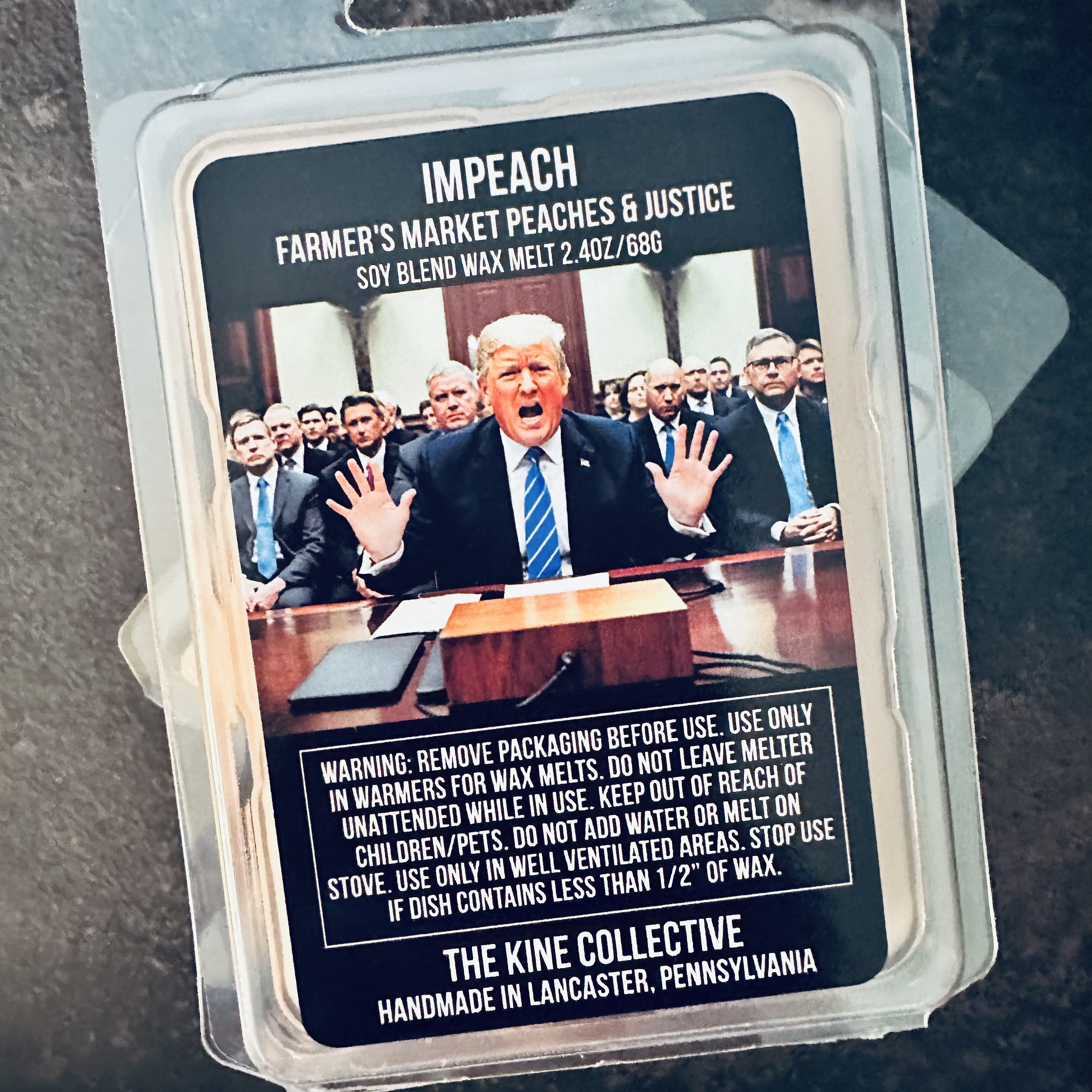 inmate-47-made-to-order-political-wax-melts-peach-mango-bellini-the-kine-collective