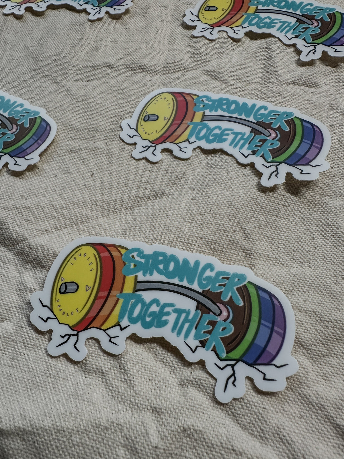 Stronger Together Subtle Pride Barbell Sticker (Matte)