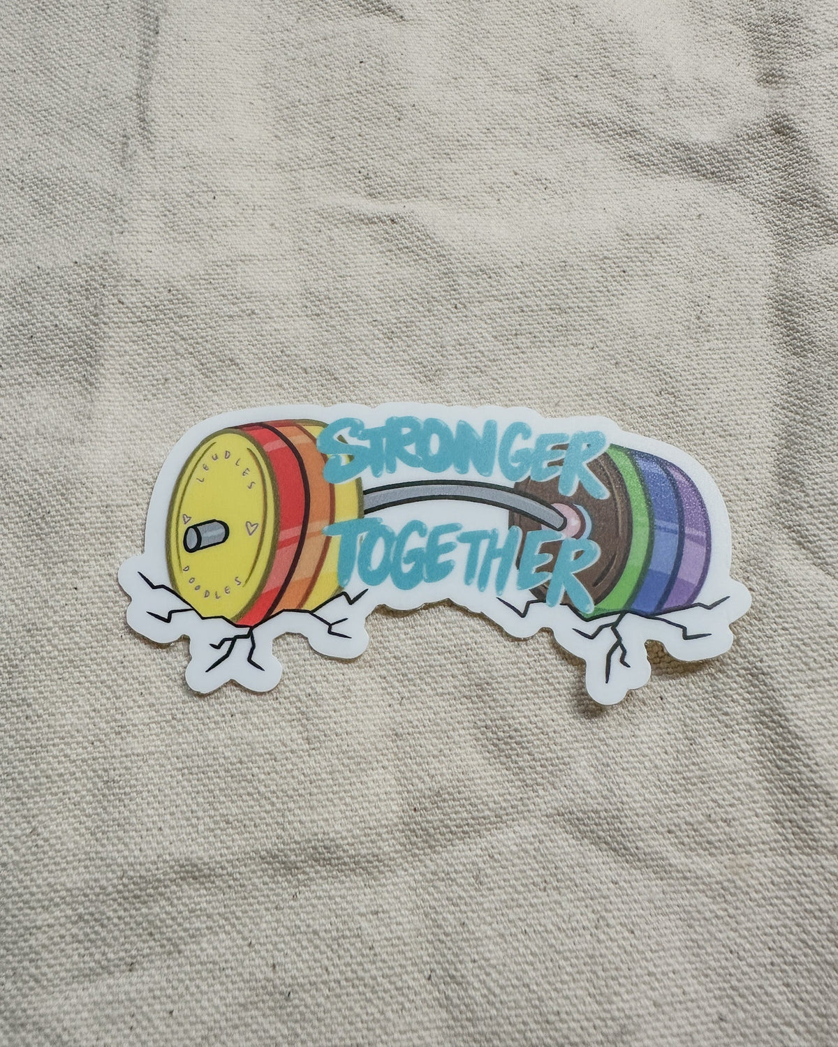 Stronger Together Subtle Pride Barbell Sticker (Matte)