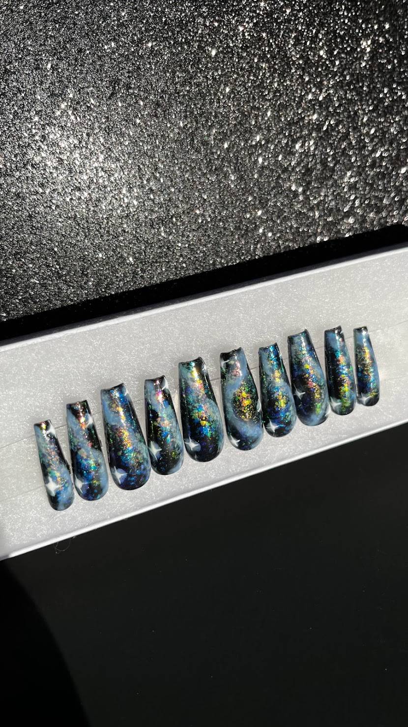 Lost in Space - Galaxy Handmade False Press-On Nail Extensions 10pcs
