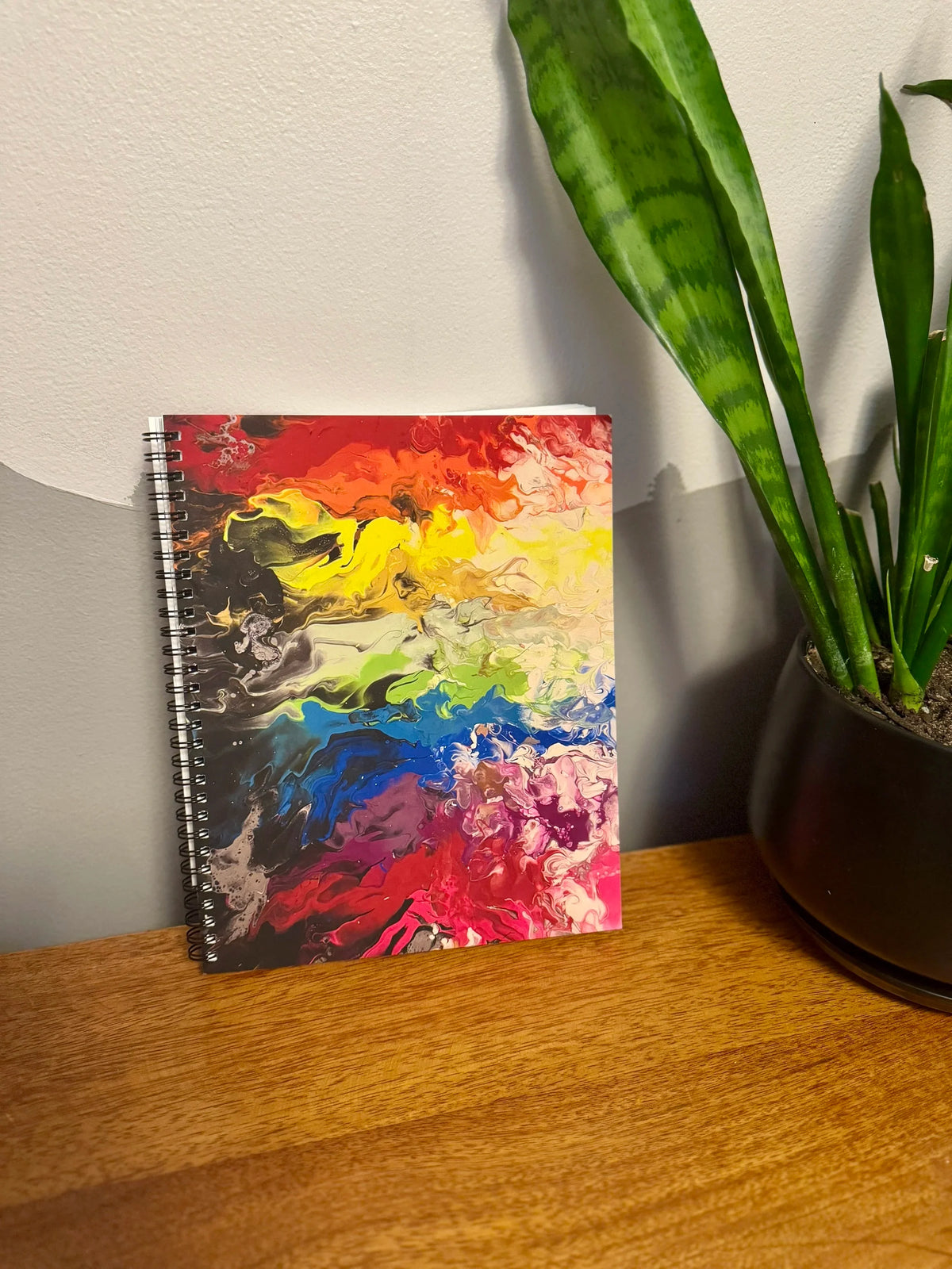Fiery Rainbow Soft Touch Cover Spiral Journal - 8"x10"