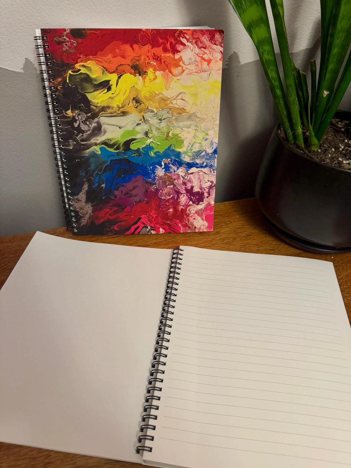 Fiery Rainbow Soft Touch Cover Spiral Journal - 8"x10"