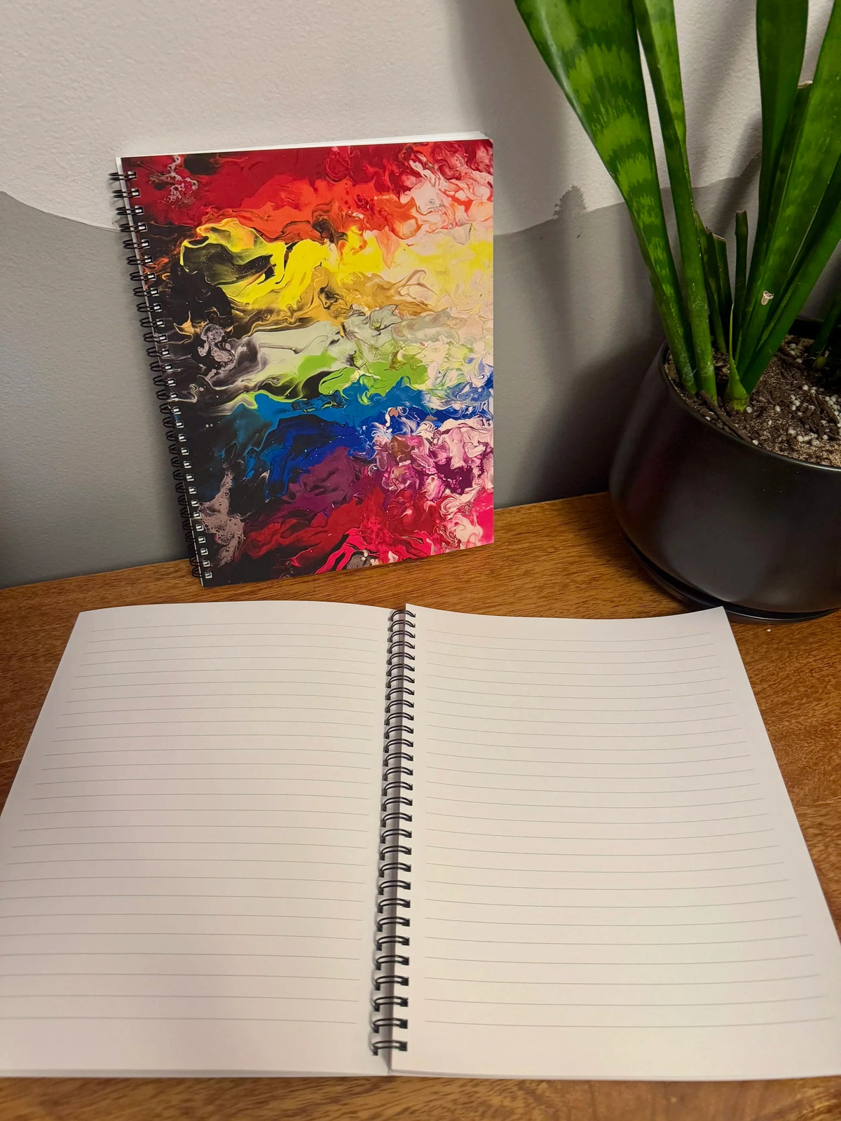 Fiery Rainbow Soft Touch Cover Spiral Journal - 8"x10"