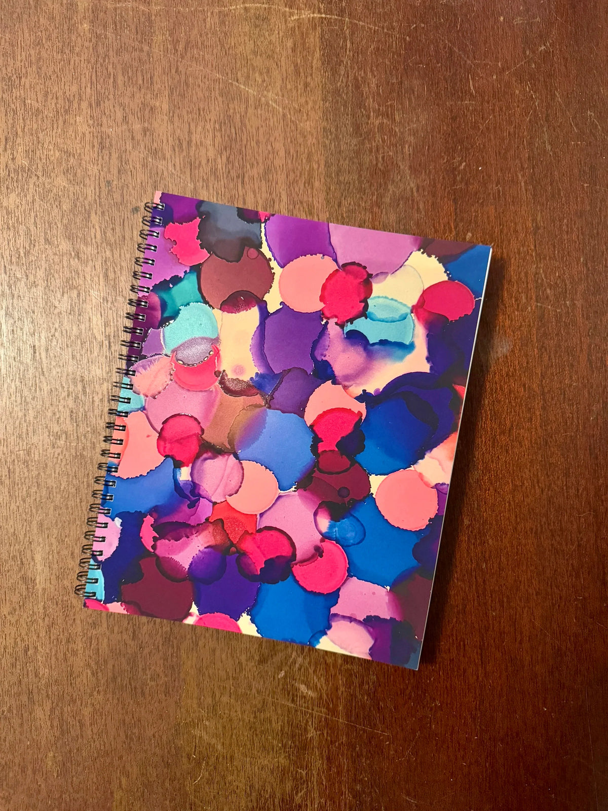 Blue, Pink, Purple Dots Soft Touch Cover Spiral Journal - 8"x10"
